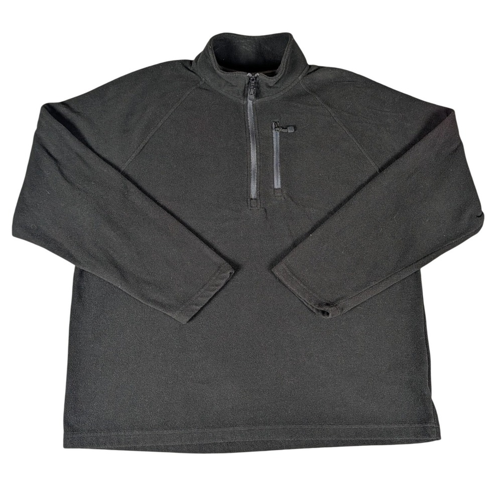 Starter Mens Black Fleece Quarter Zip Pullover Raglan Sleeve Jacket Chest Pocket